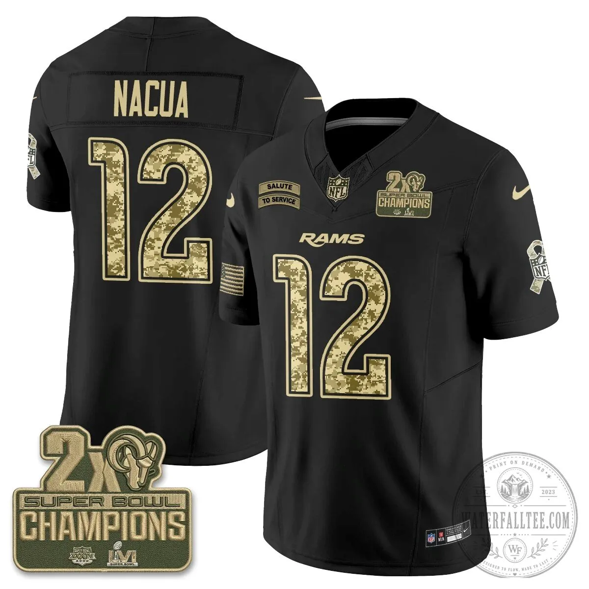 Los Angeles Rams Puka Nacua Black Salute To Service Football Jersey 69 Los Angeles Rams Puka Nacua Black Salute To Service Football Jersey