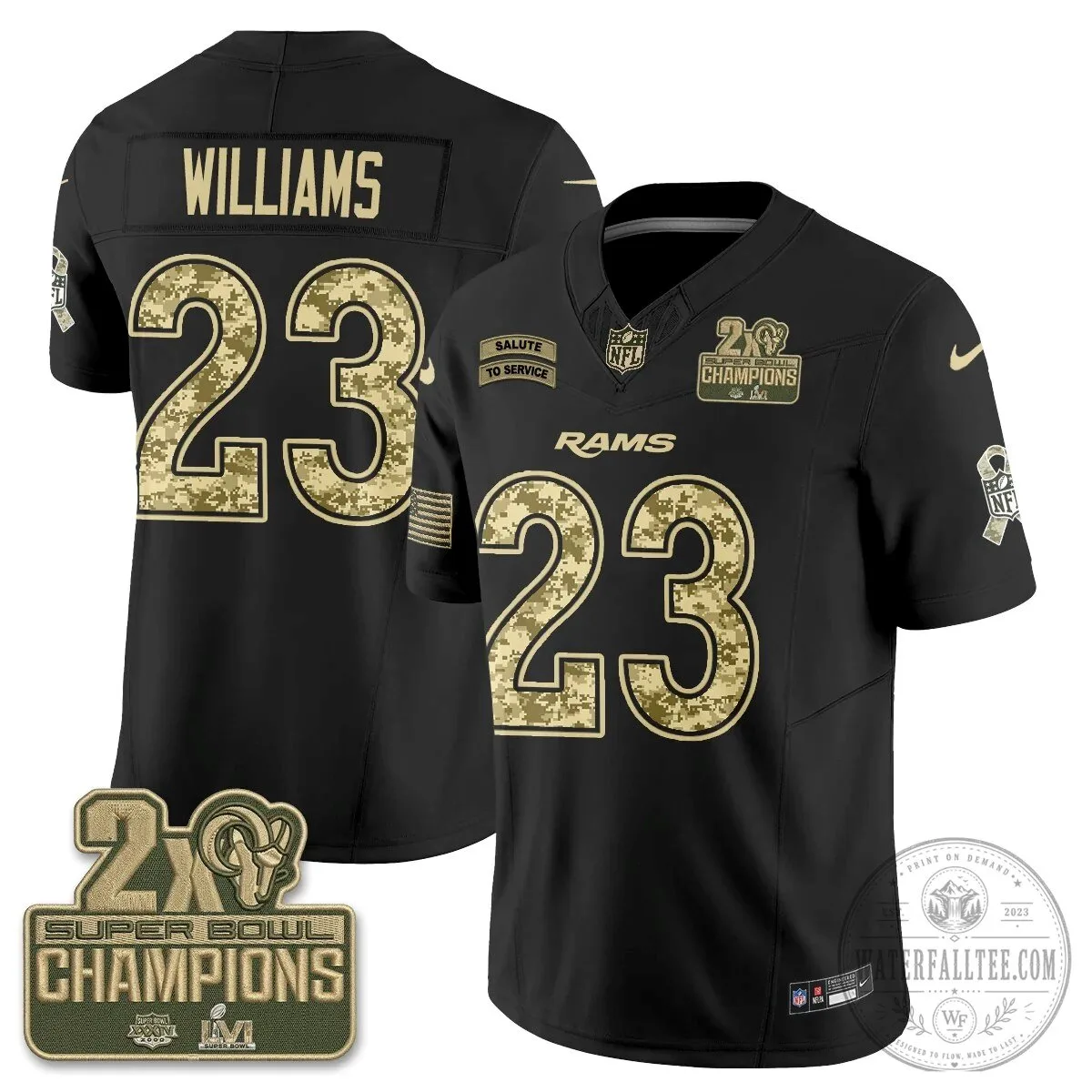 Los Angeles Rams Puka Nacua Black Salute To Service Football Jersey 72 Los Angeles Rams Puka Nacua Black Salute To Service Football Jersey