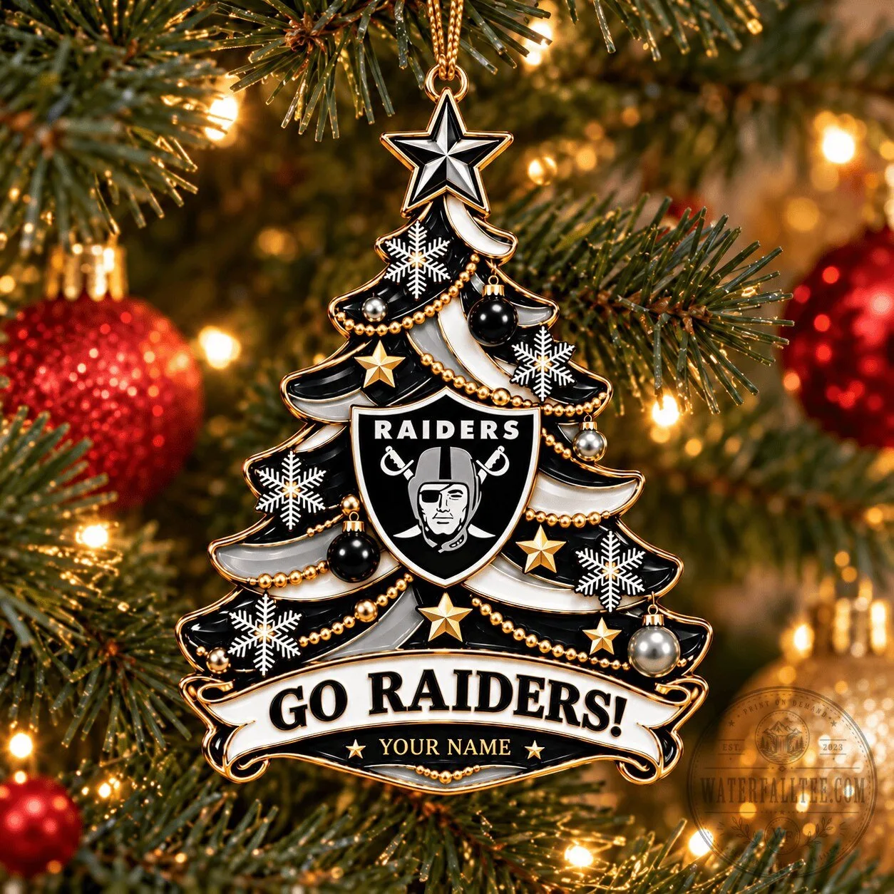 Las Vegas Raiders Christmas Tree Ornament Personalized with Custom Name 1 Las Vegas Raiders Christmas Tree Ornament Personalized with Custom Name