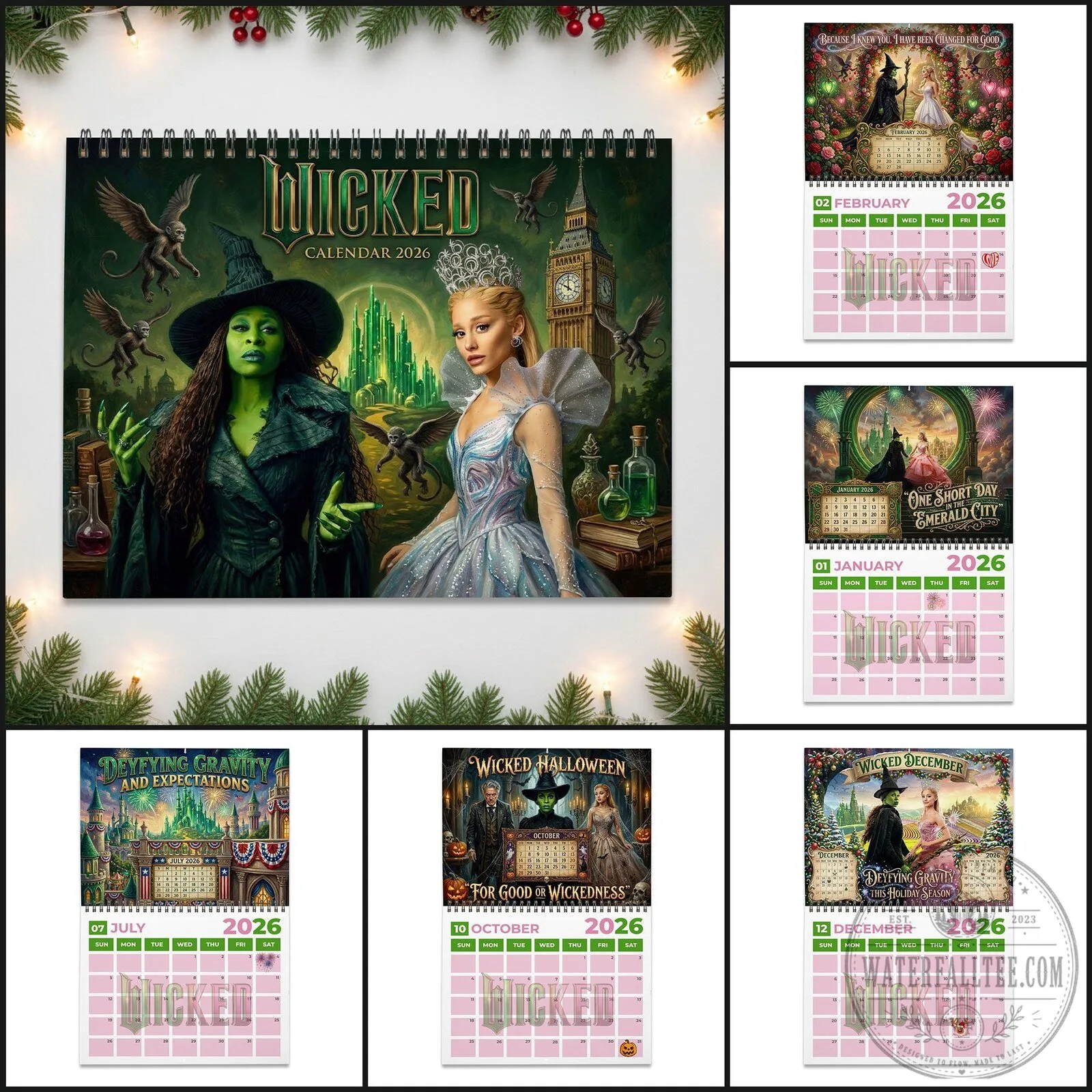 Wicked Movie Elphaba Glinda 2026 Wall Calendar, Musical Broadway Gift 12 Wicked Movie Elphaba Glinda 2026 Wall Calendar, Musical Broadway Gift