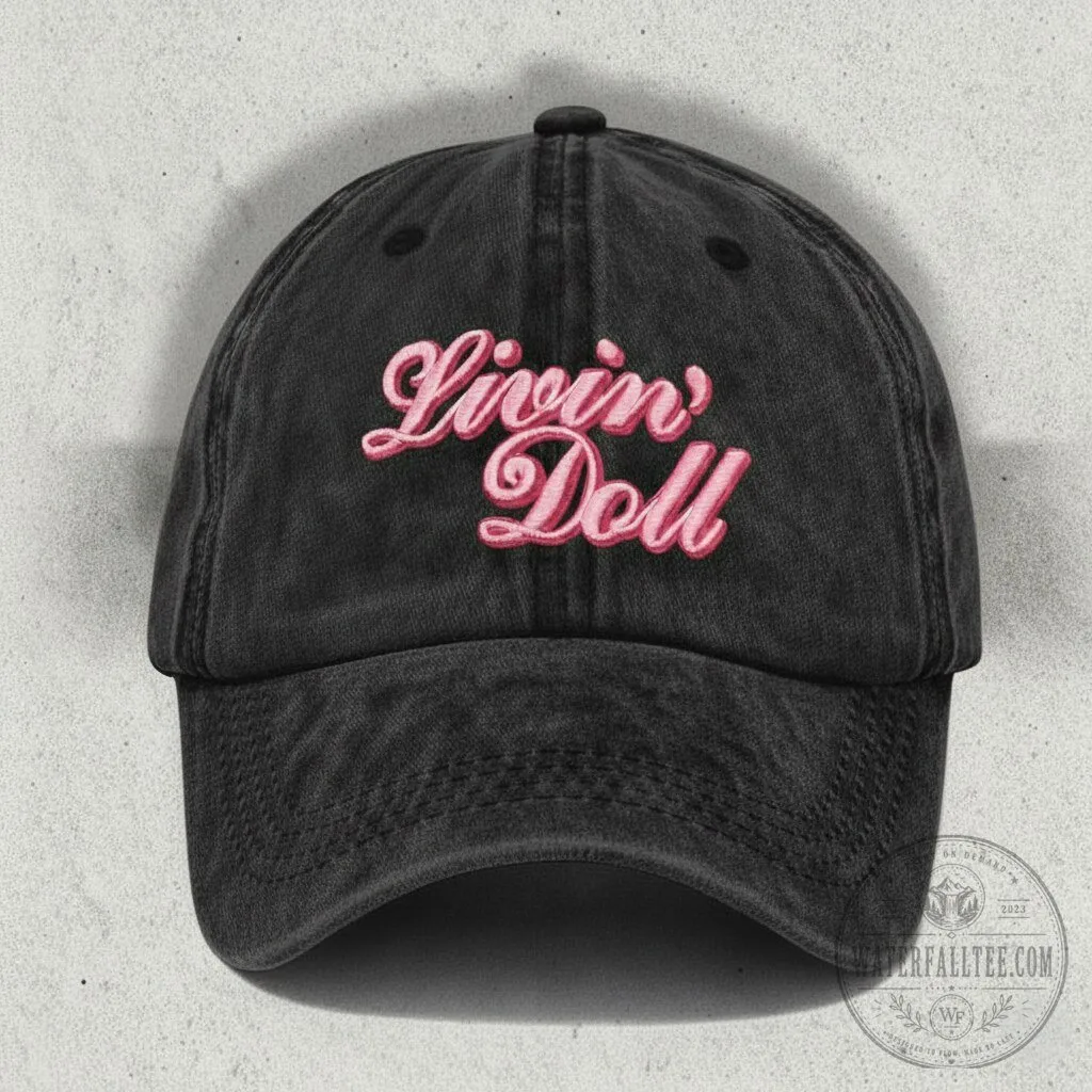 Livin' Doll Sabrina Carpenter Embroidered Washed Denim Cap Hat 9 Livin