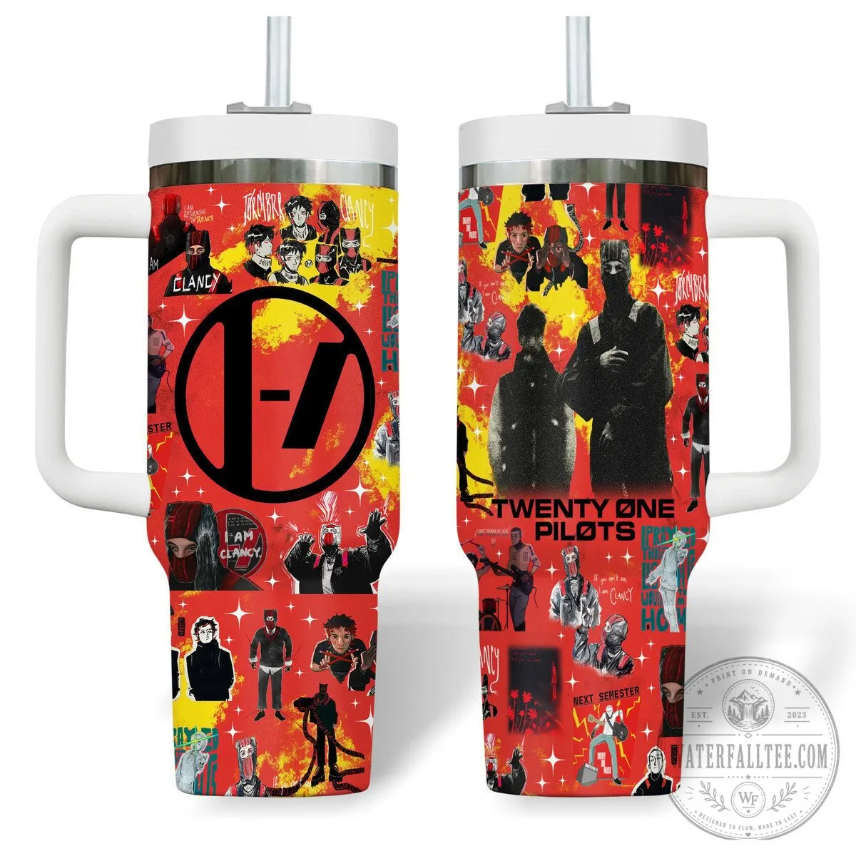 Twenty One Pilots Band Music Logo Red Custom Tumbler with Handle 4 Twenty One Pilots Band Music Logo Red Custom Tumbler with Handle