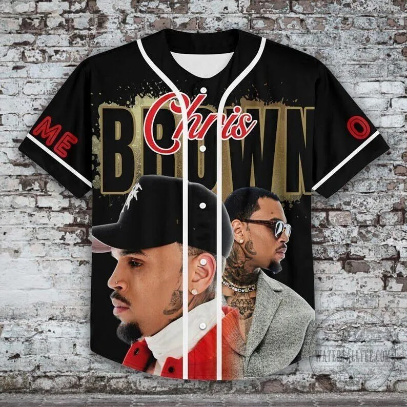 Chris Brown 11:11 Tour Black Baseball Jersey 10 Chris Brown 11:11 Tour Black Baseball Jersey