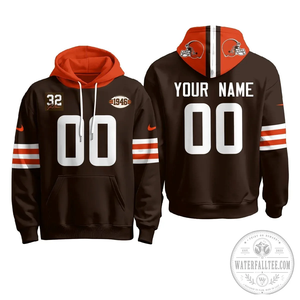 Cleveland Browns 1946 Anniversary Patch Custom Football Hoodie