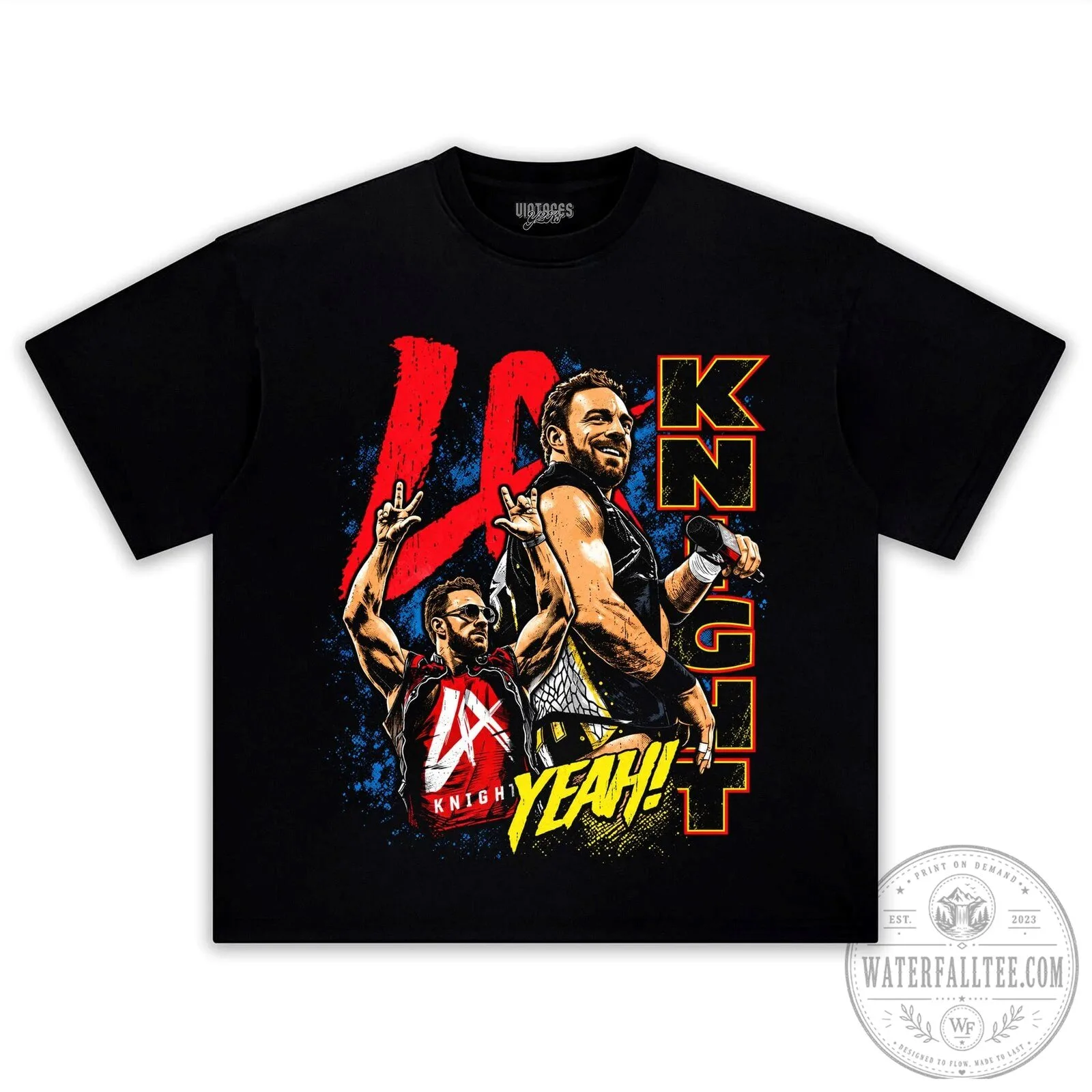 LA Knight Yeah WWE Professional Wrestler Black Graphic T-Shirt 5 LA Knight Yeah WWE Professional Wrestler Black Graphic T-Shirt