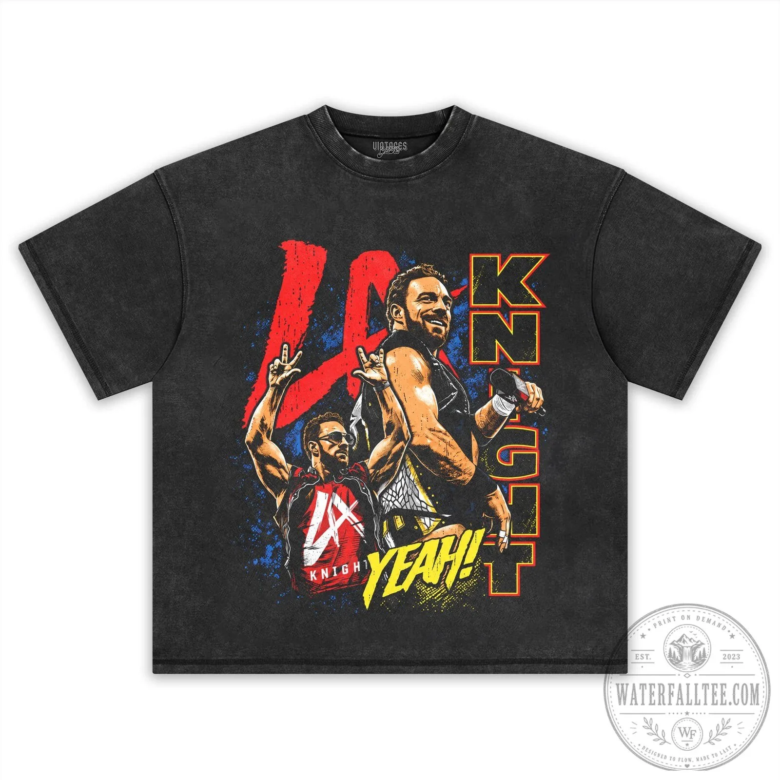 LA Knight Yeah WWE Professional Wrestler Black Graphic T-Shirt 12 LA Knight Yeah WWE Professional Wrestler Black Graphic T-Shirt