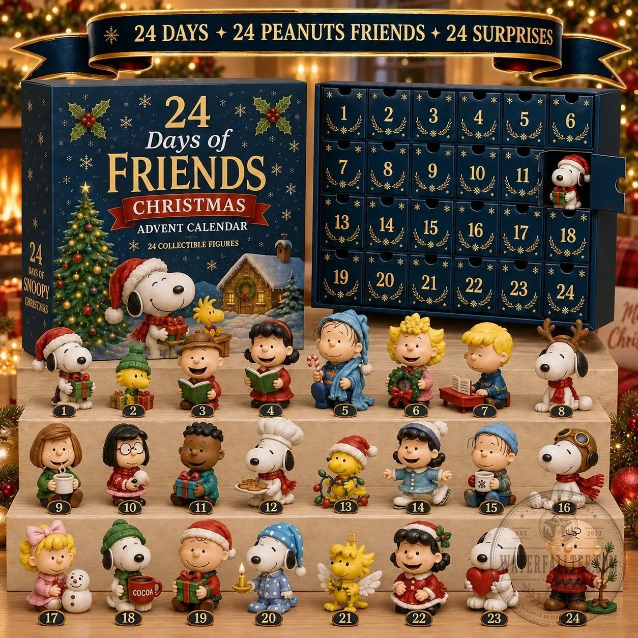 Snoopy Peanuts Friends Christmas Advent Calendar 24 Collectible Figurines Blind Box