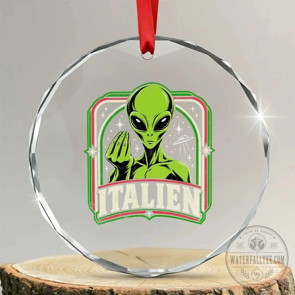 Italian Alien Hand Gesture Funny UFO Humor Pop Art Aesthetic Crystal Glass Ornament 9 Italian Alien Hand Gesture Funny UFO Humor Pop Art Aesthetic Crystal Glass Ornament