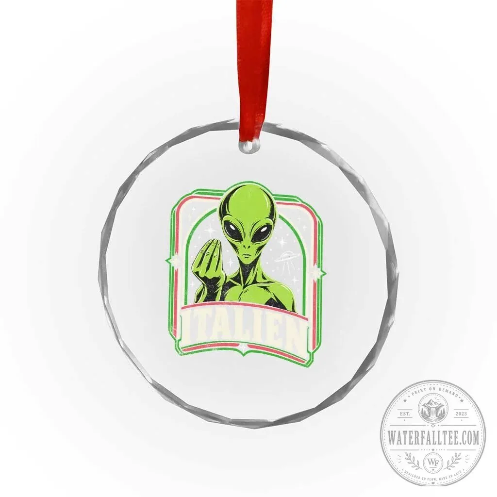 Italian Alien Hand Gesture Funny UFO Humor Pop Art Aesthetic Crystal Glass Ornament 10 Italian Alien Hand Gesture Funny UFO Humor Pop Art Aesthetic Crystal Glass Ornament