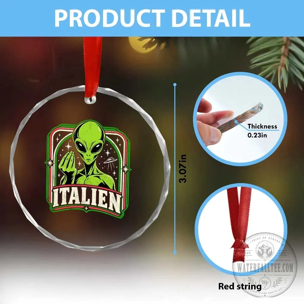 Italian Alien Hand Gesture Funny UFO Humor Pop Art Aesthetic Crystal Glass Ornament 13 Italian Alien Hand Gesture Funny UFO Humor Pop Art Aesthetic Crystal Glass Ornament