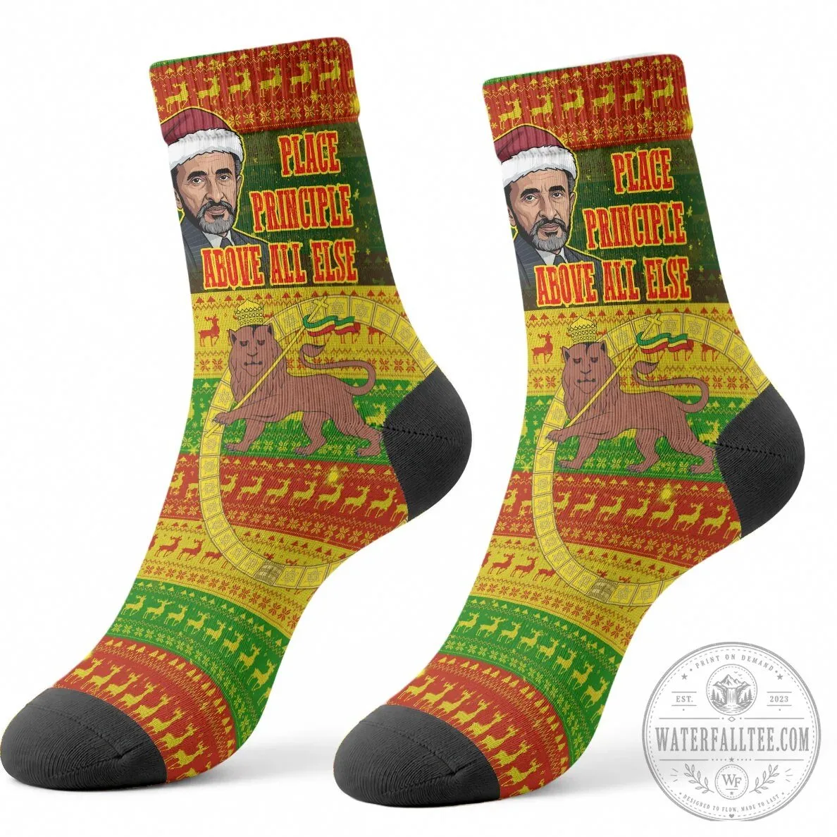 Haile Selassie Christmas Holiday Ugly Pattern Crew Socks 10 Haile Selassie Christmas Holiday Ugly Pattern Crew Socks
