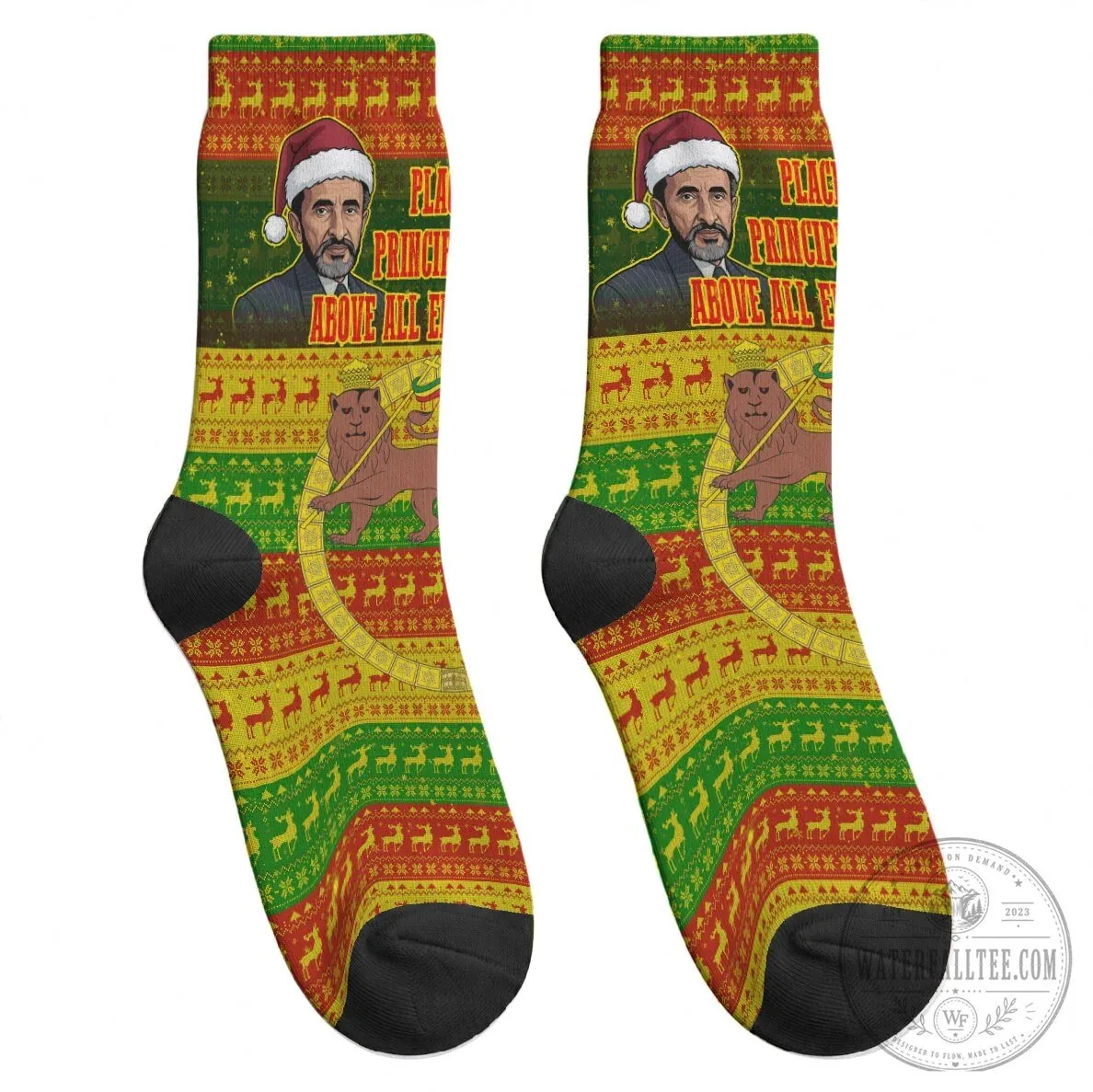 Haile Selassie Christmas Holiday Ugly Pattern Crew Socks 11 Haile Selassie Christmas Holiday Ugly Pattern Crew Socks