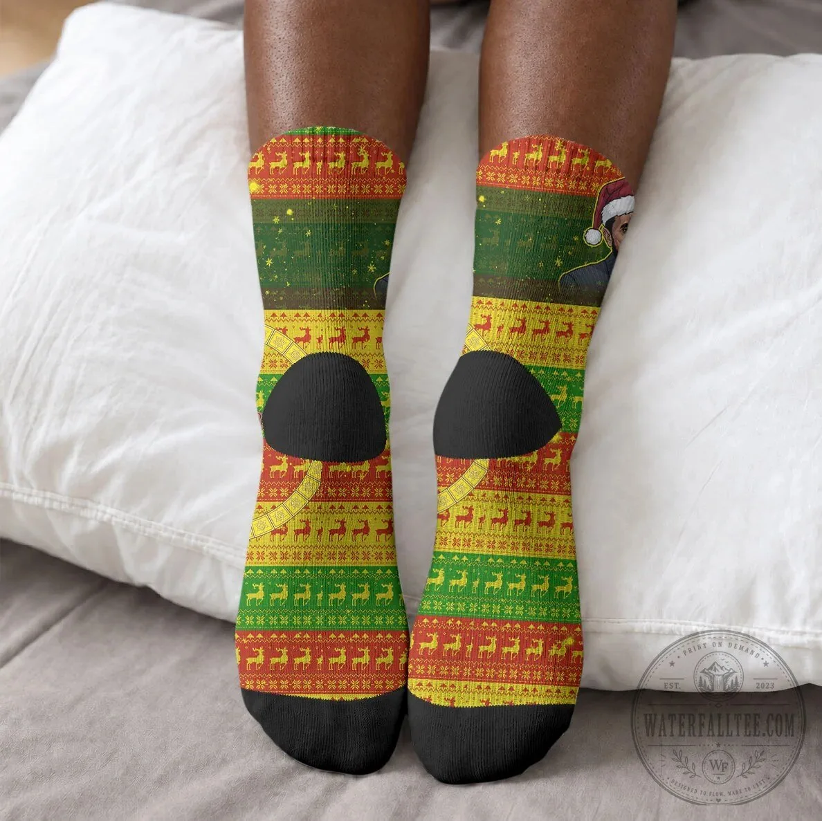 Haile Selassie Christmas Holiday Ugly Pattern Crew Socks 12 Haile Selassie Christmas Holiday Ugly Pattern Crew Socks