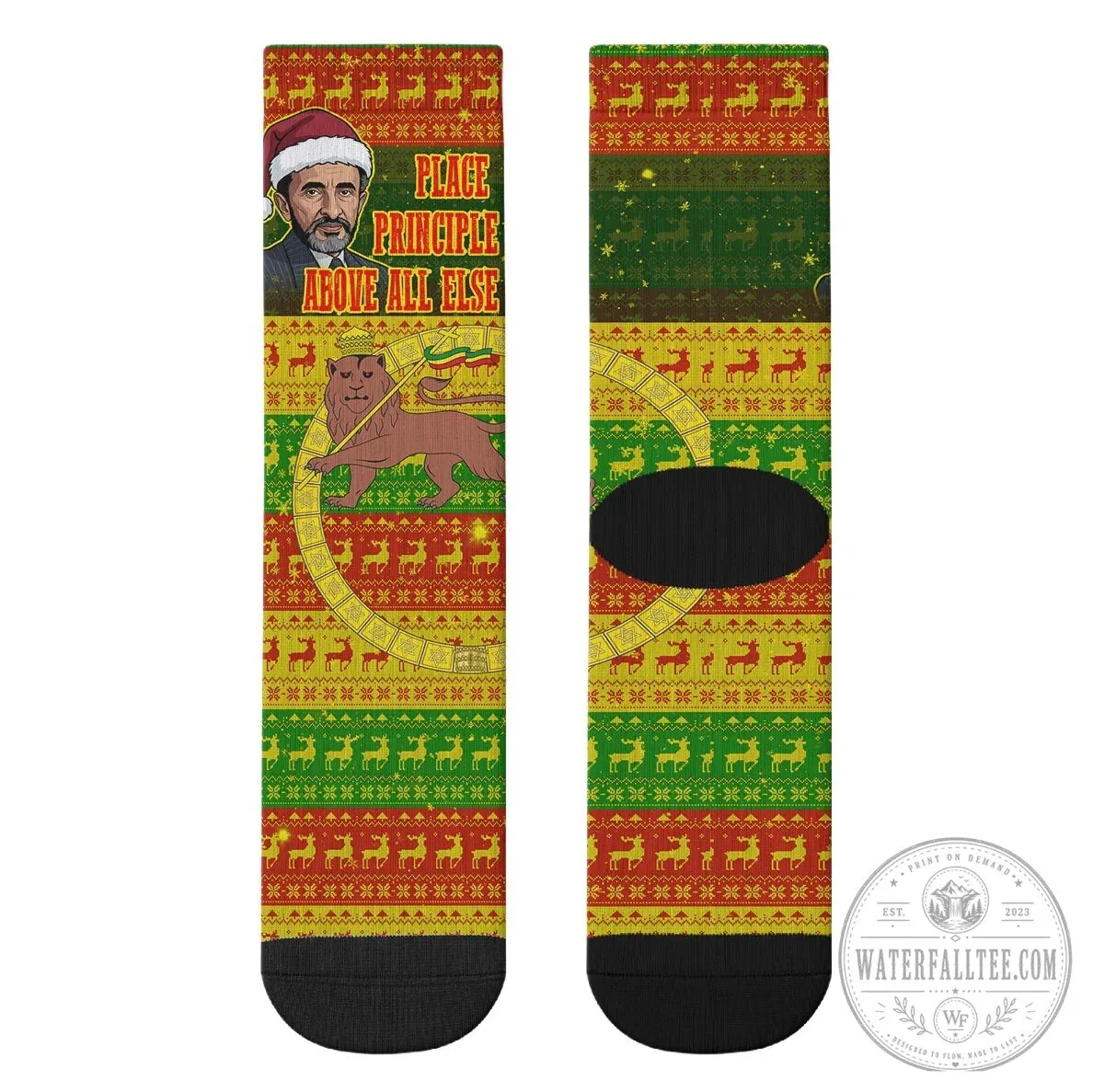 Haile Selassie Christmas Holiday Ugly Pattern Crew Socks 13 Haile Selassie Christmas Holiday Ugly Pattern Crew Socks