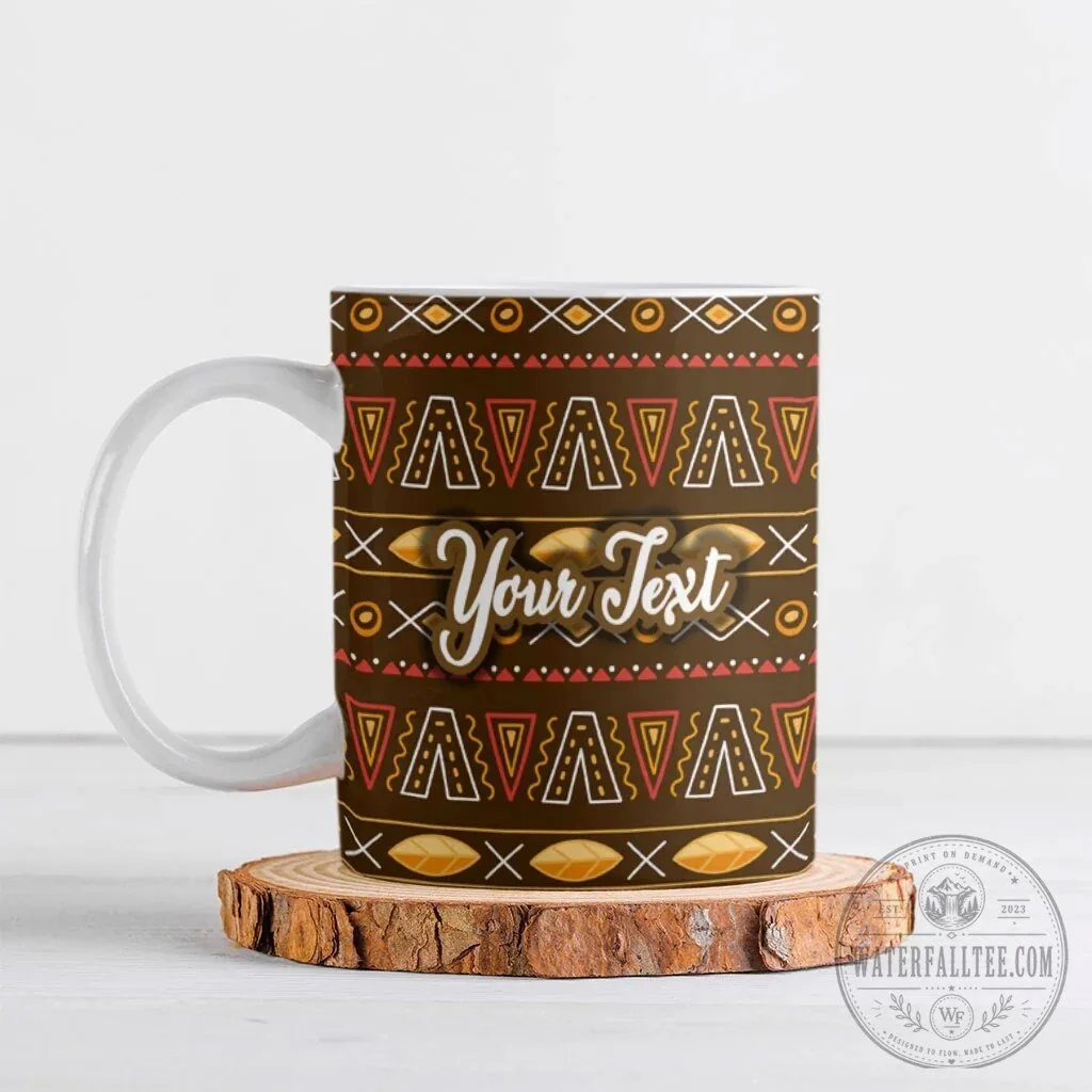 Personalized African Tribal Pattern Mudcloth Heritage Art Ceramic Mug