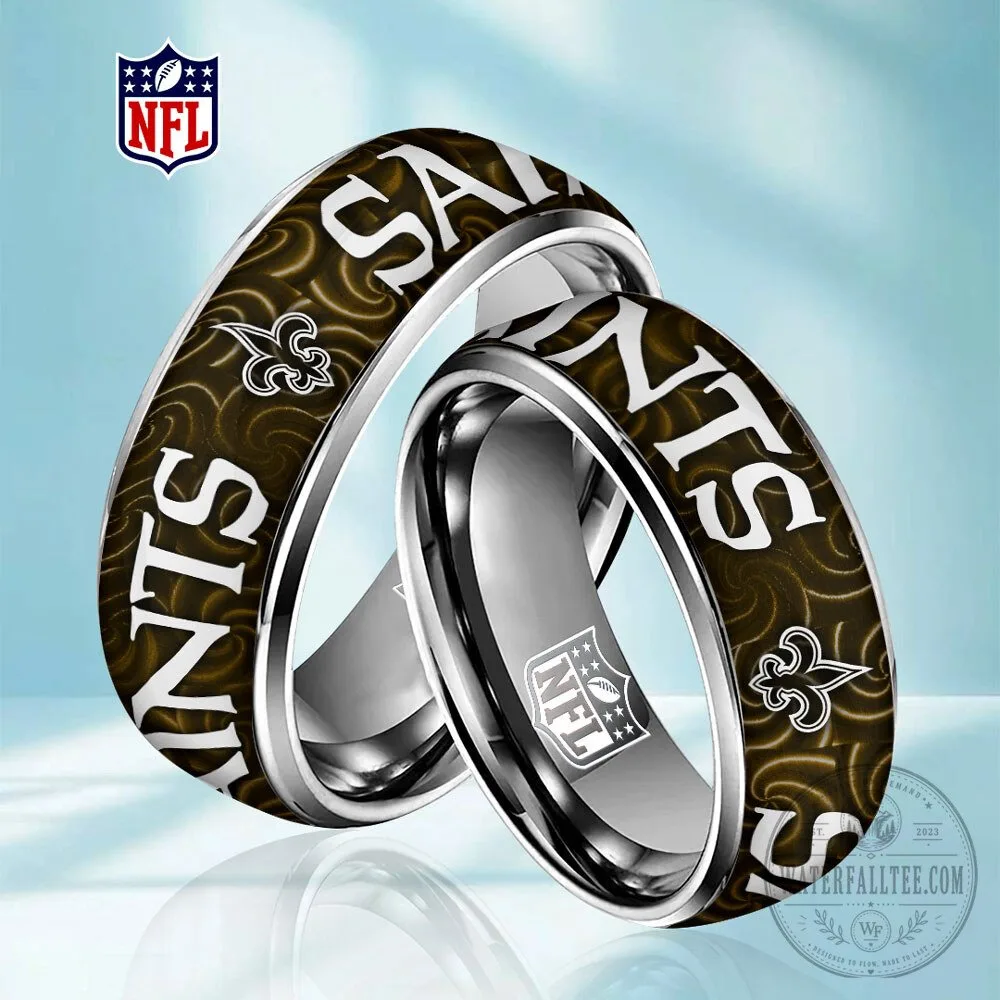 New Orleans Saints Football Team Logo Stainless Steel Ring