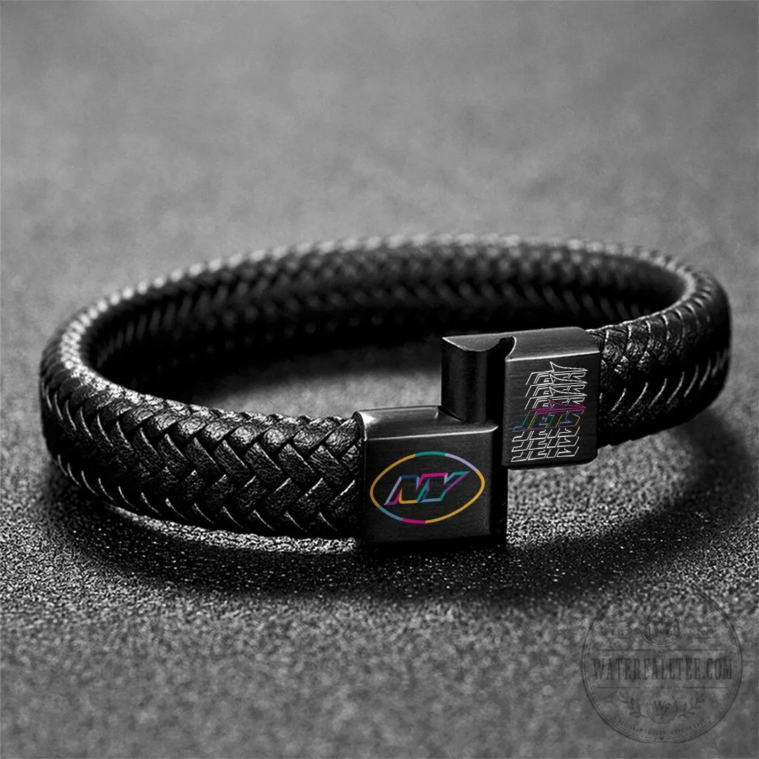 New York Jets Crucial Catch 2025 Braided Leather Bracelet 1 New York Jets Crucial Catch 2025 Braided Leather Bracelet