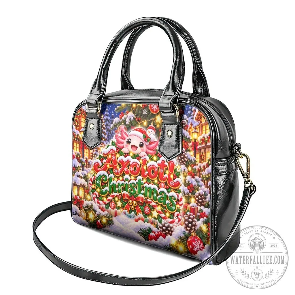 Axolotl Christmas Winter Snowflakes Holiday Shoulder Handbag 14 Axolotl Christmas Winter Snowflakes Holiday Shoulder Handbag