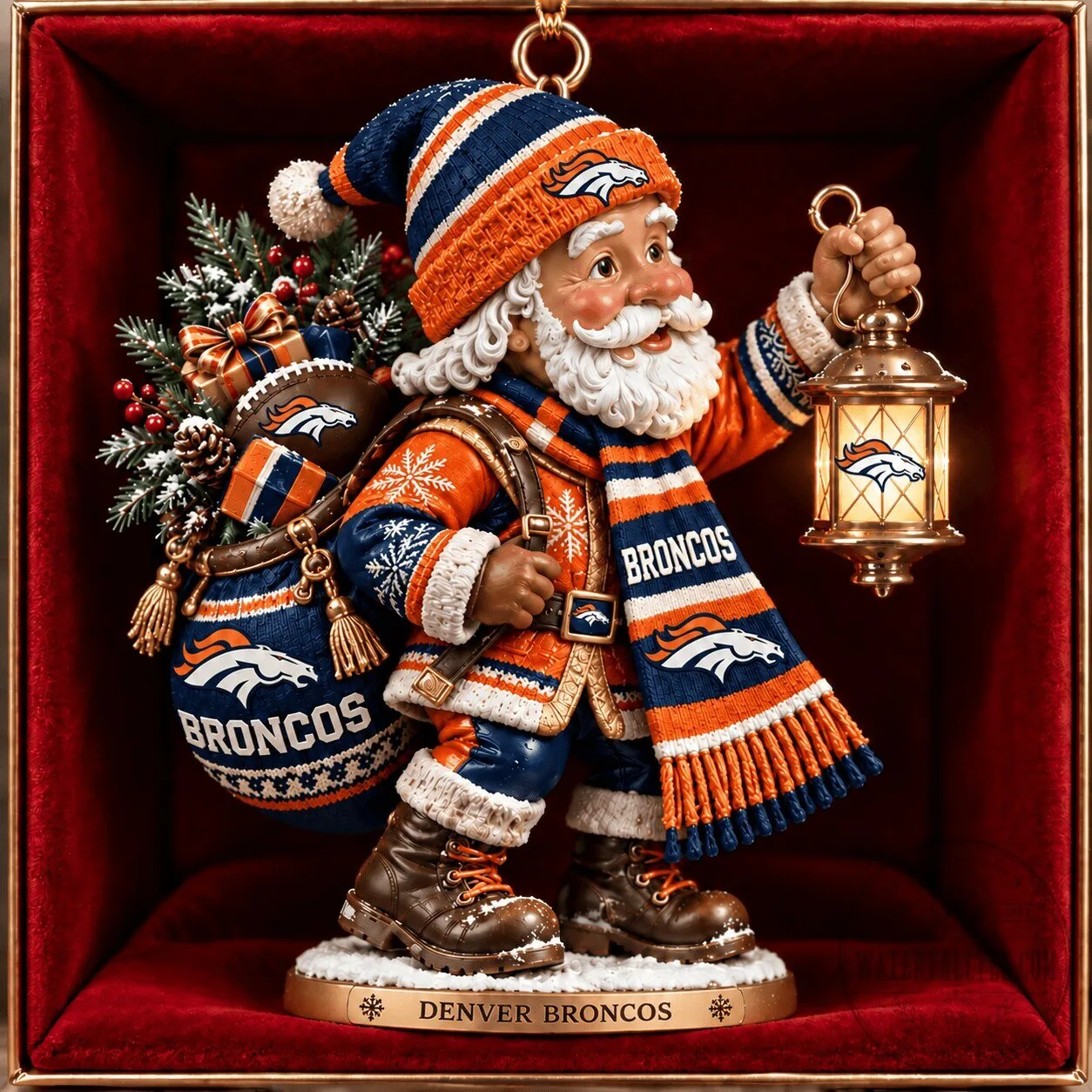 Denver Broncos Santa Claus Christmas Ornament for Holiday Tree Decoration