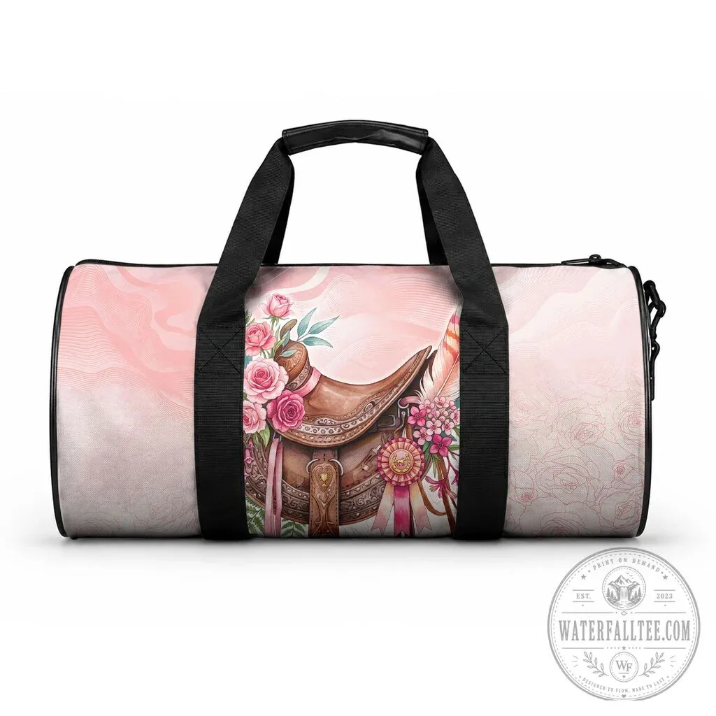 Pink Floral Horse Saddle Duffle Bag with Rose and Waxflower Flowers 5 Pink Floral Horse Saddle Duffle Bag with Rose and Waxflower Flowers