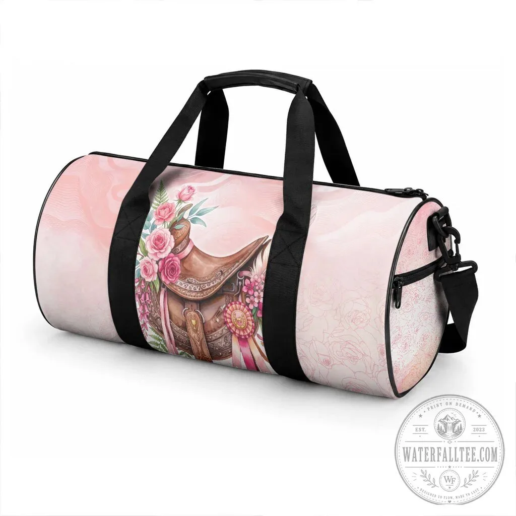 Pink Floral Horse Saddle Duffle Bag with Rose and Waxflower Flowers 9 Pink Floral Horse Saddle Duffle Bag with Rose and Waxflower Flowers