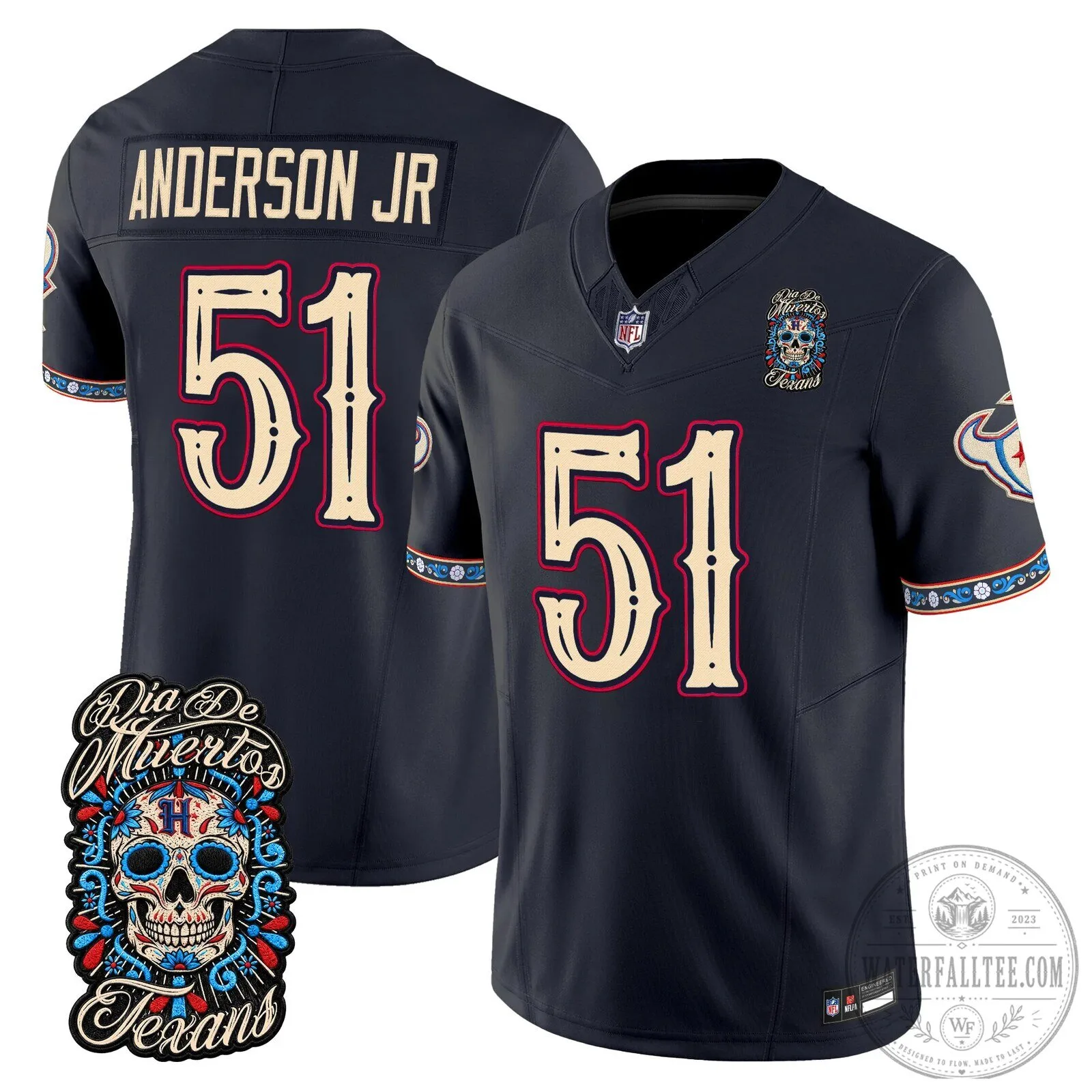 Houston Texans Dia de los Muertos Anderson Jr. 51 Football Jersey
