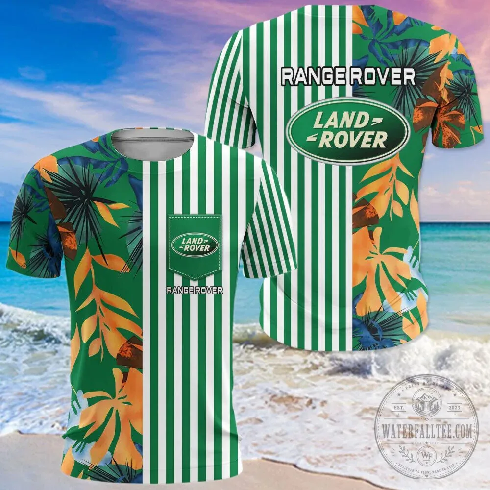 Land Rover Range Rover Logo Tropical Leaves Green Striped Hawaiian Shirt 21 Land Rover Range Rover Logo Tropical Leaves Green Striped Hawaiian Shirt