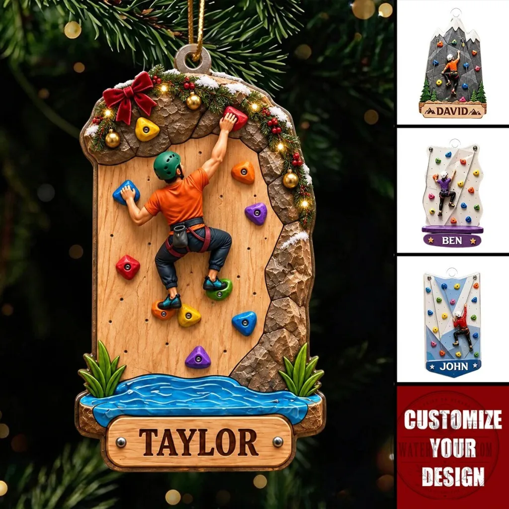 Personalized Rock Climbing Christmas Tree Ornament Personalized Rock Climbing Christmas Tree Ornament