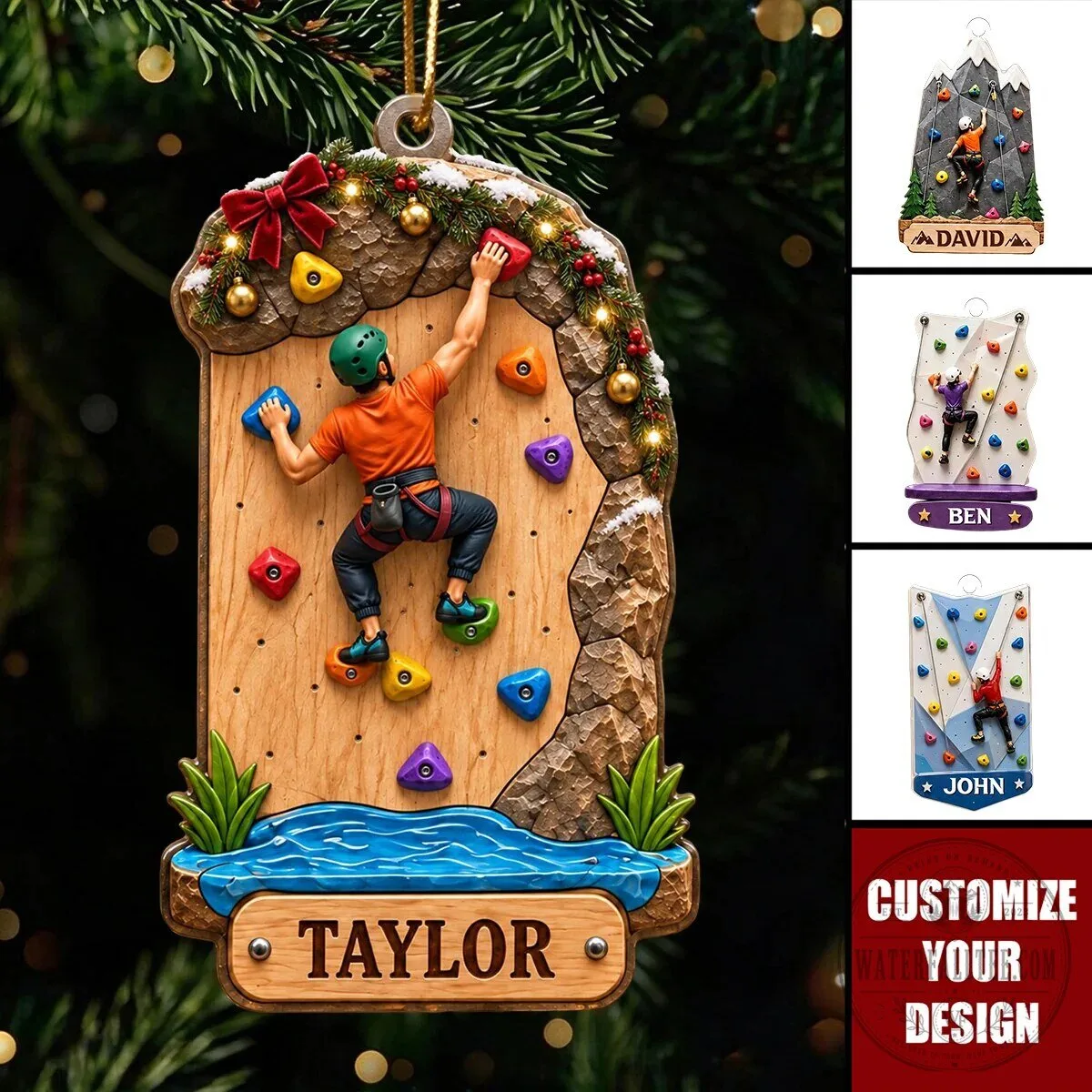 Personalized Rock Climbing Christmas Tree Ornament 5 Personalized Rock Climbing Christmas Tree Ornament