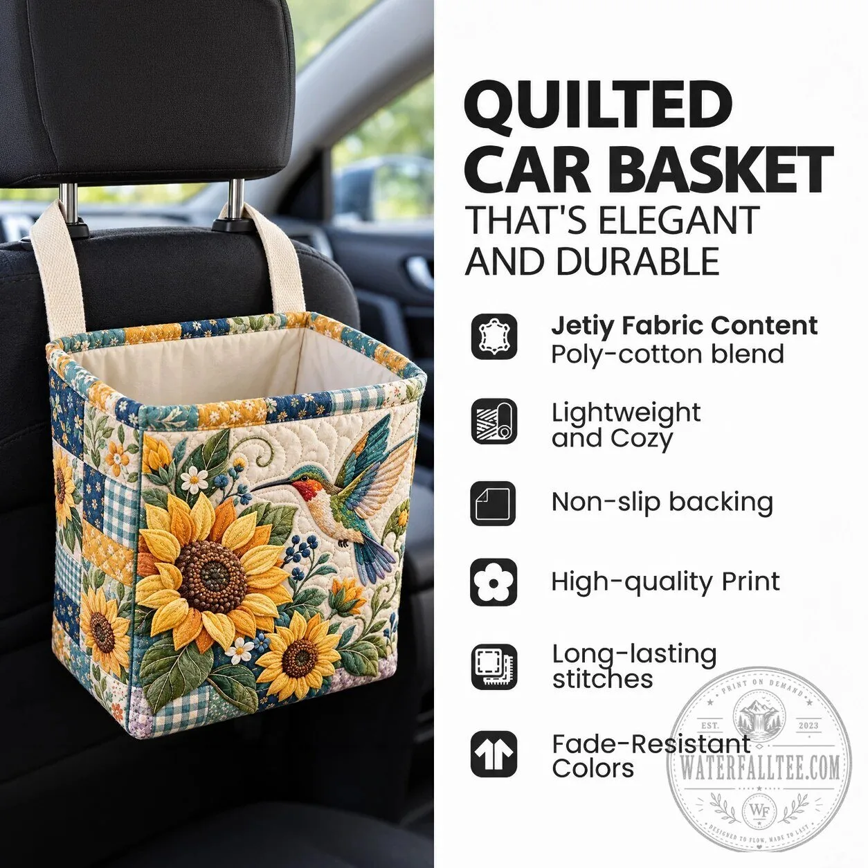 Christian Faith Quilted Car Organizer Basket with Bible Verses 8 Christian Faith Quilted Car Organizer Basket with Bible Verses
