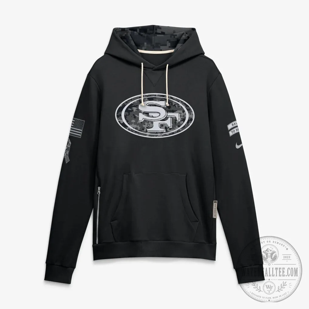 San Francisco 49ers Black Salute to Service Sideline Pullover Hoodie 2 San Francisco 49ers Black Salute to Service Sideline Pullover Hoodie