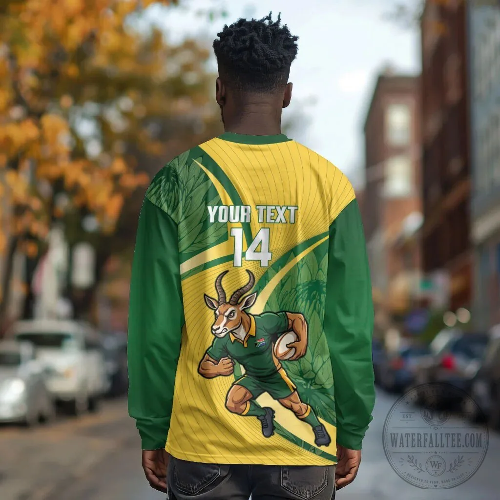 South Africa Springboks Rugby Team Mascot Fan Long-Sleeve Shirt 7 South Africa Springboks Rugby Team Mascot Fan Long-Sleeve Shirt