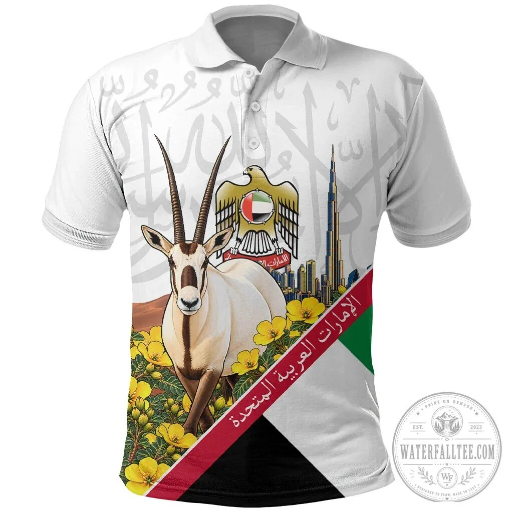United Arab Emirates National Day Arabian Oryx Flag Polo Shirt 1 United Arab Emirates National Day Arabian Oryx Flag Polo Shirt