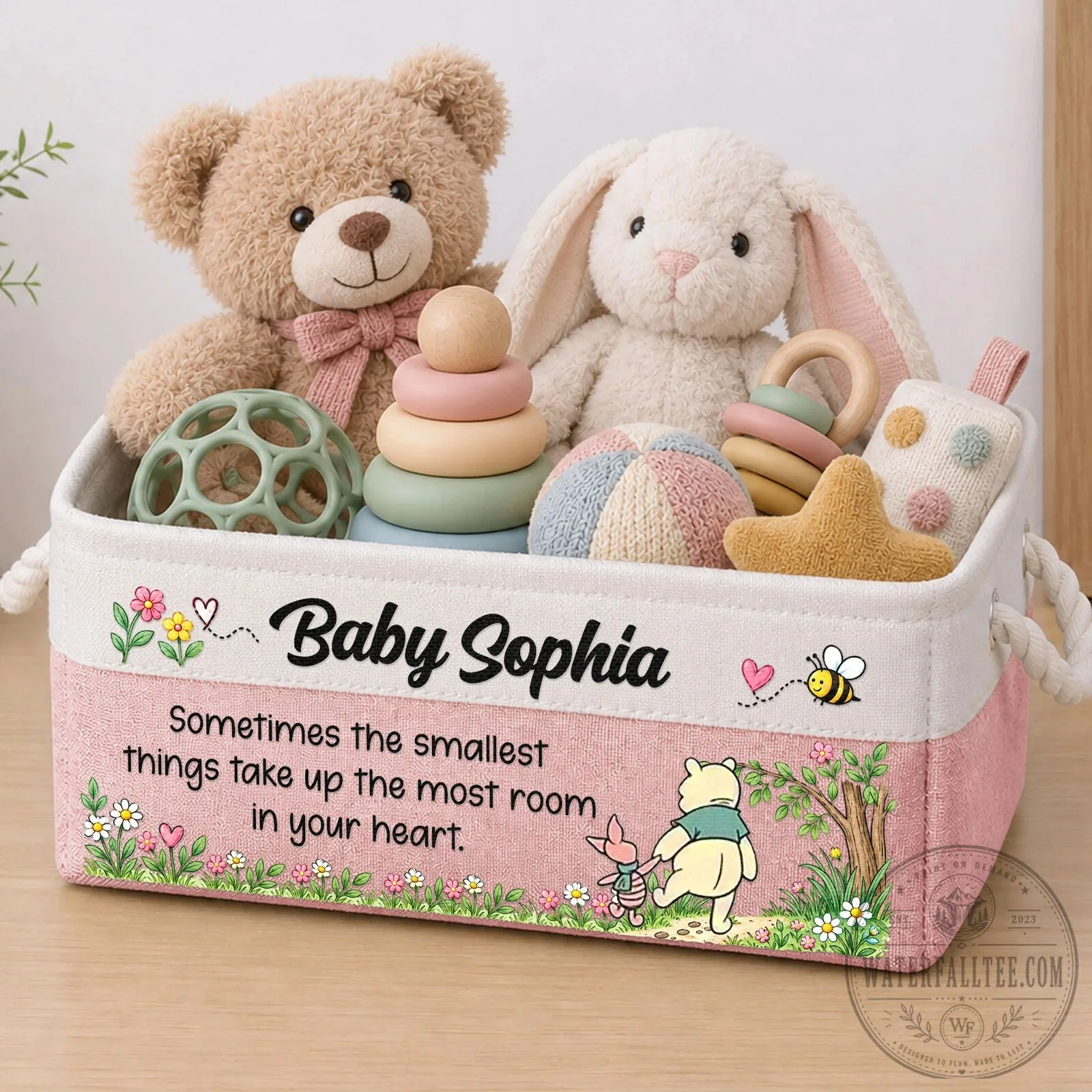 Winnie the Pooh Personalized Baby Mason Storage Basket for Nursery Decor 6 Winnie the Pooh Personalized Baby Mason Storage Basket for Nursery Decor