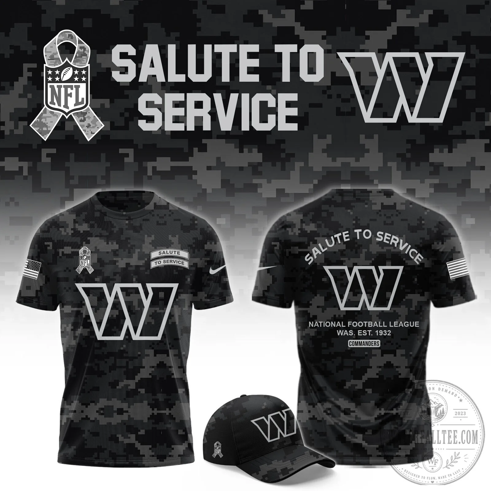 Washington Commanders Salute To Service Digital Camouflage T-Shirt 2 Washington Commanders Salute To Service Digital Camouflage T-Shirt