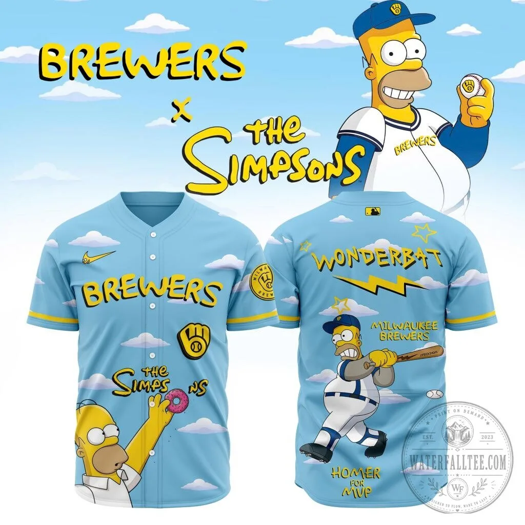 Homer Simpson Baseball Jersey featuring Milwaukee Brewers from The Simpsons 1 Homer Simpson Baseball Jersey featuring Milwaukee Brewers from The Simpsons
