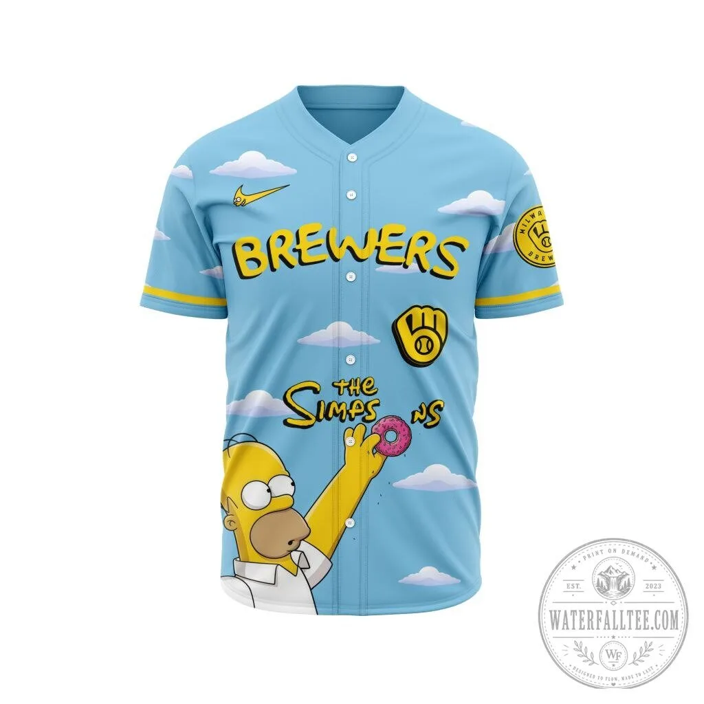 Homer Simpson Baseball Jersey featuring Milwaukee Brewers from The Simpsons 8 Homer Simpson Baseball Jersey featuring Milwaukee Brewers from The Simpsons