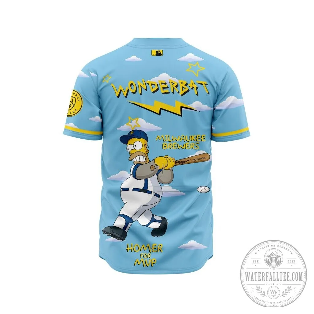 Homer Simpson Baseball Jersey featuring Milwaukee Brewers from The Simpsons 9 Homer Simpson Baseball Jersey featuring Milwaukee Brewers from The Simpsons