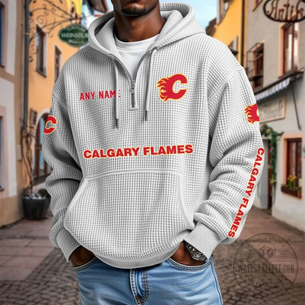 Calgary Flames Personalized Quarter Zip Hoodie 15 Calgary Flames Personalized Quarter Zip Hoodie