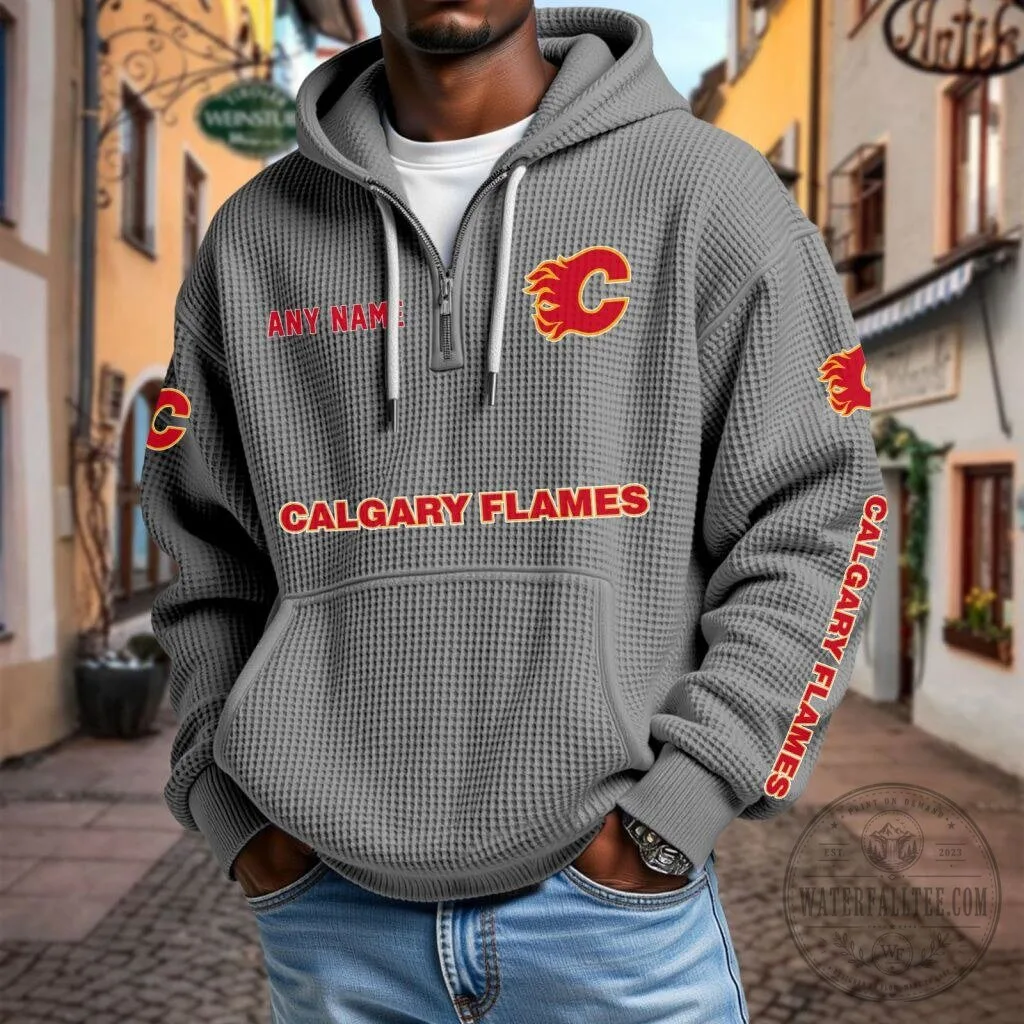 Calgary Flames Personalized Quarter Zip Hoodie 16 Calgary Flames Personalized Quarter Zip Hoodie