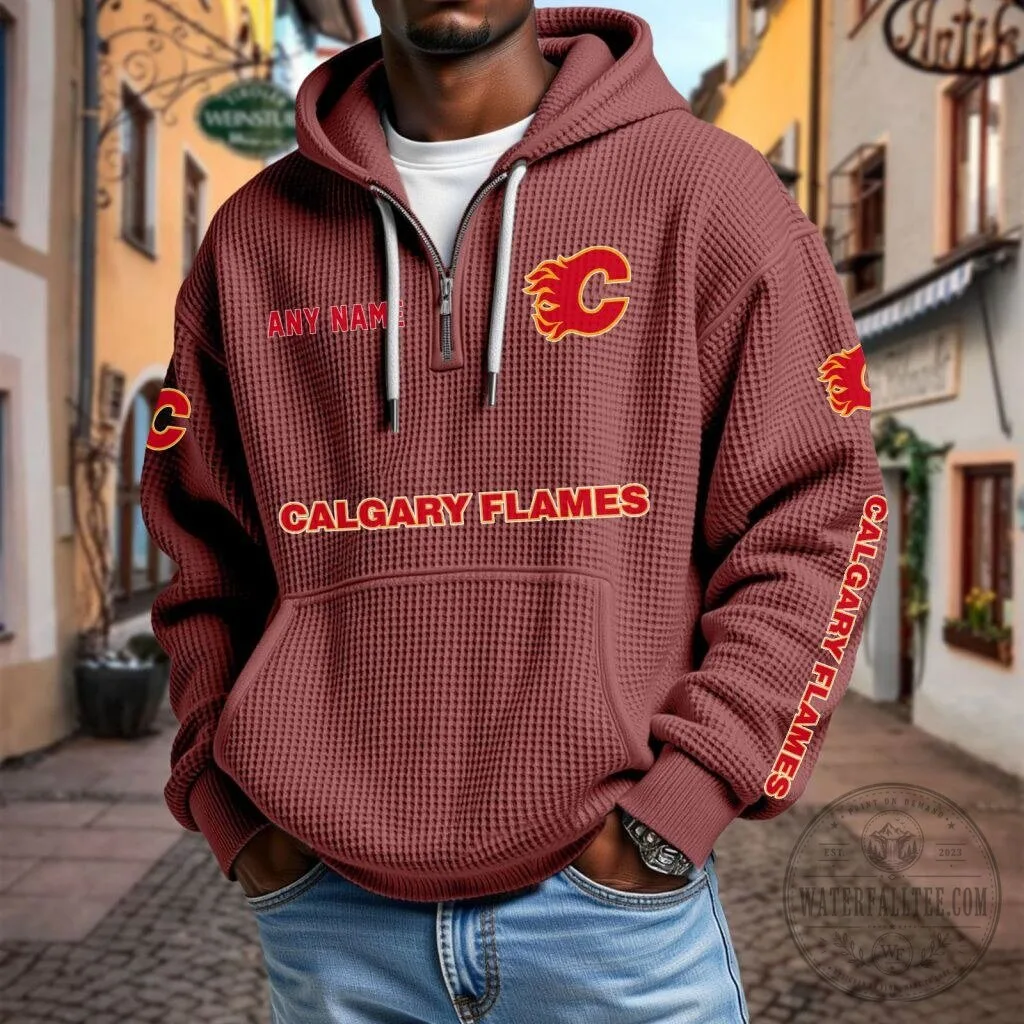 Calgary Flames Personalized Quarter Zip Hoodie 17 Calgary Flames Personalized Quarter Zip Hoodie