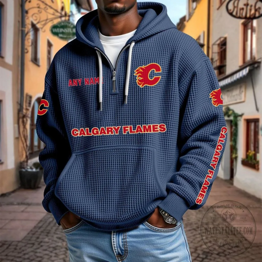 Calgary Flames Personalized Quarter Zip Hoodie 18 Calgary Flames Personalized Quarter Zip Hoodie