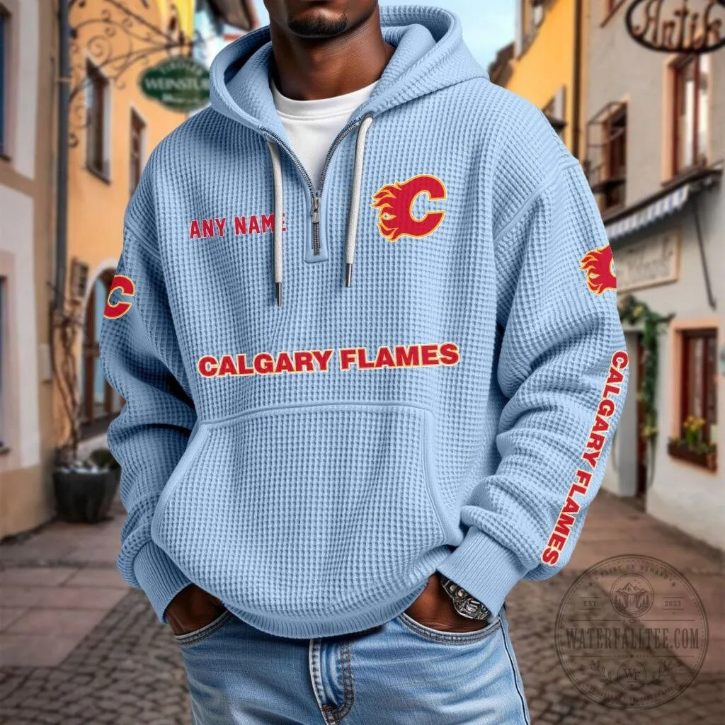 Calgary Flames Personalized Quarter Zip Hoodie 19 Calgary Flames Personalized Quarter Zip Hoodie