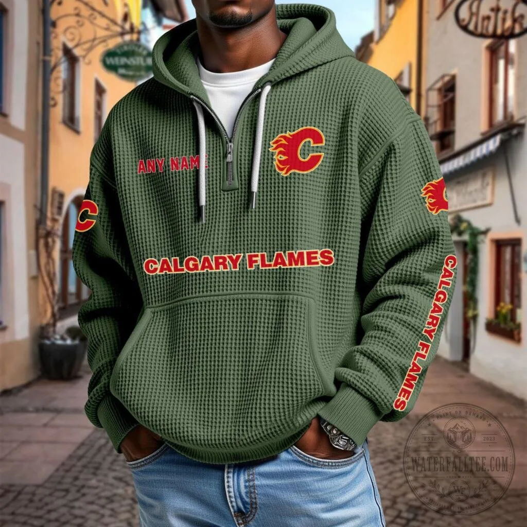 Calgary Flames Personalized Quarter Zip Hoodie 21 Calgary Flames Personalized Quarter Zip Hoodie