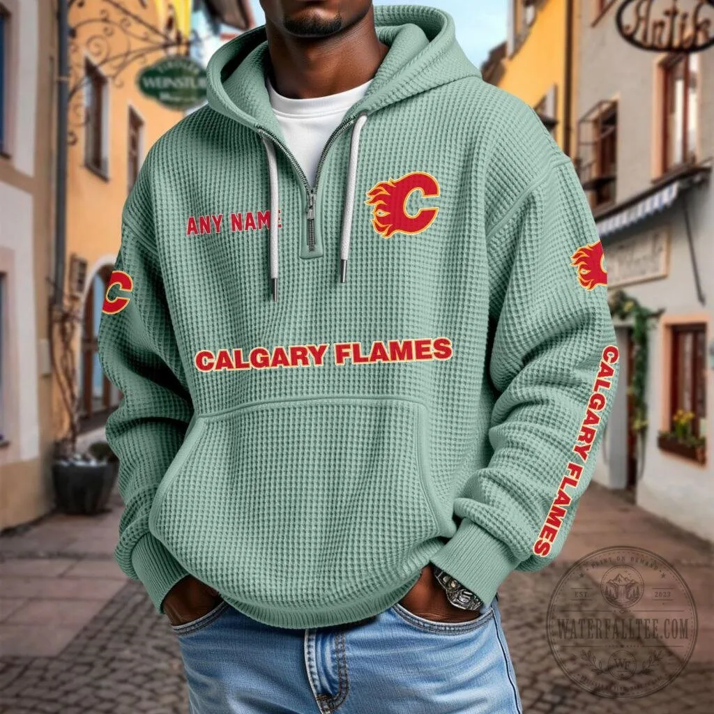 Calgary Flames Personalized Quarter Zip Hoodie 22 Calgary Flames Personalized Quarter Zip Hoodie