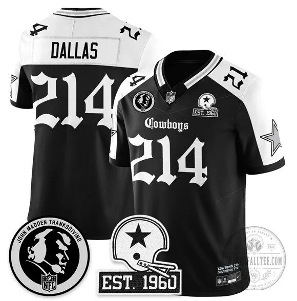 Dallas Cowboys Football Black and White Commemorative Jersey