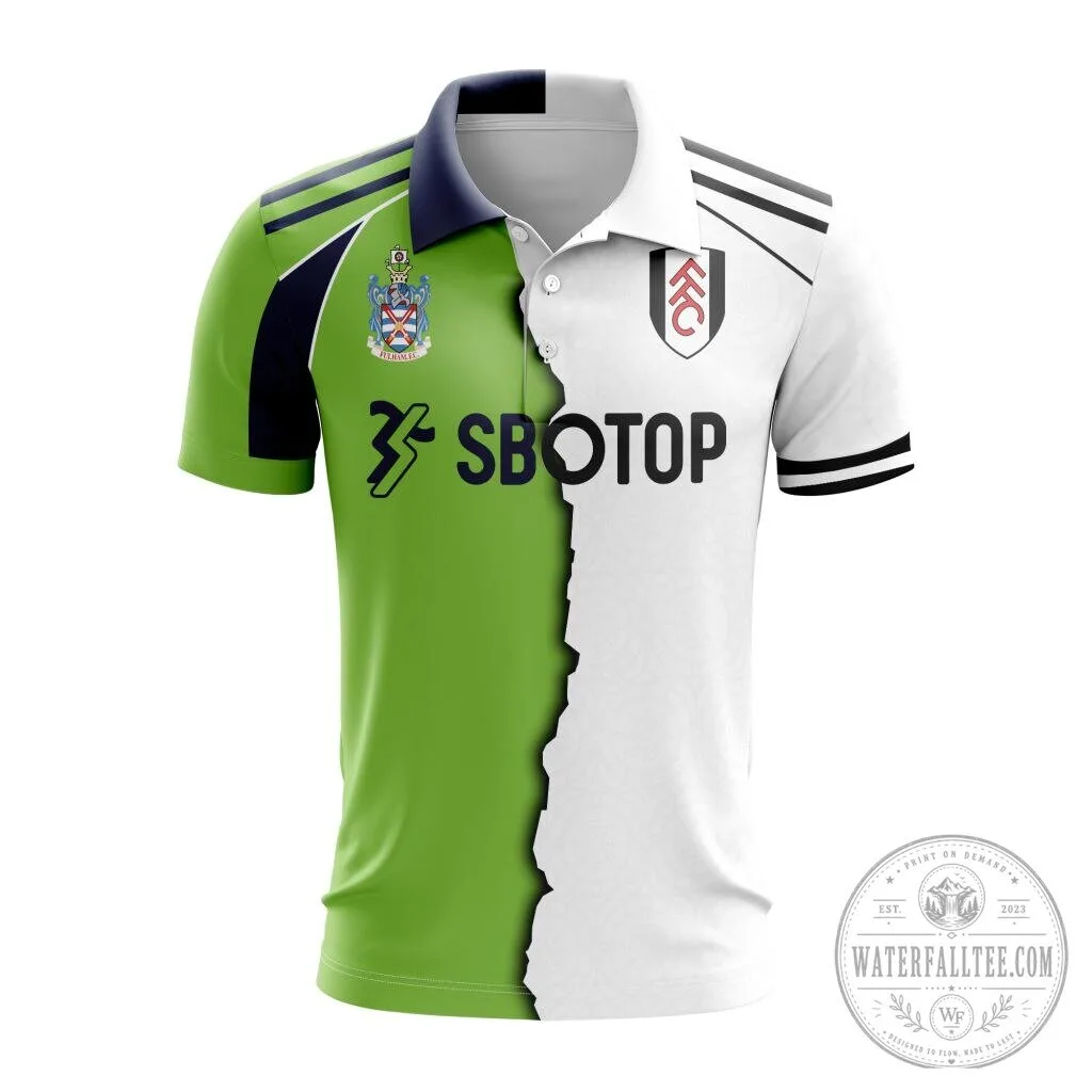 Fulham Football Club Personalized Home and Away Split Design Polo Shirt