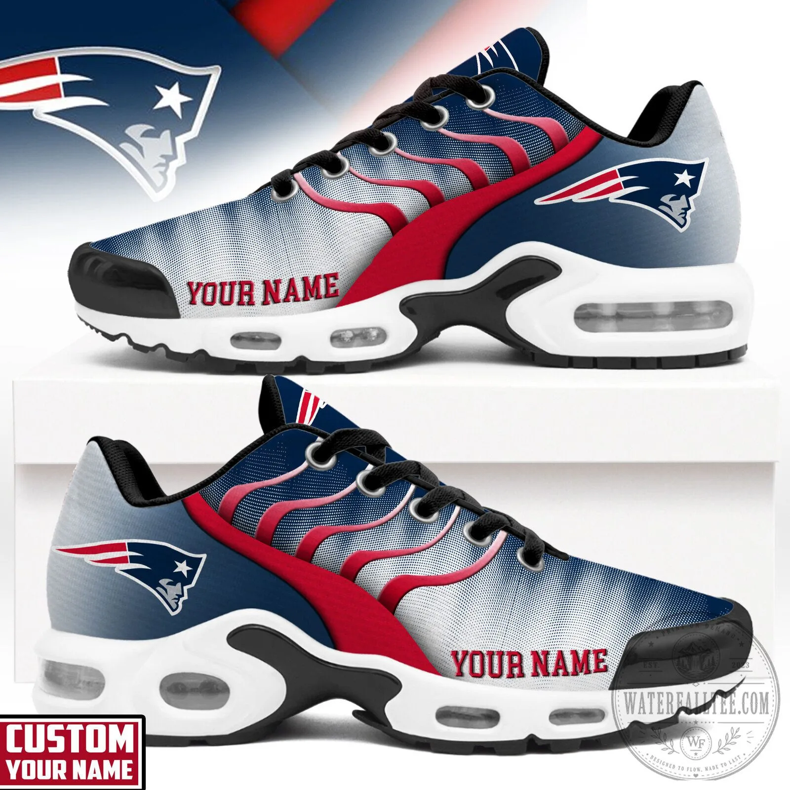 New England Patriots Personalized NFL Endzone Runner Air Max Sneakers Shoes