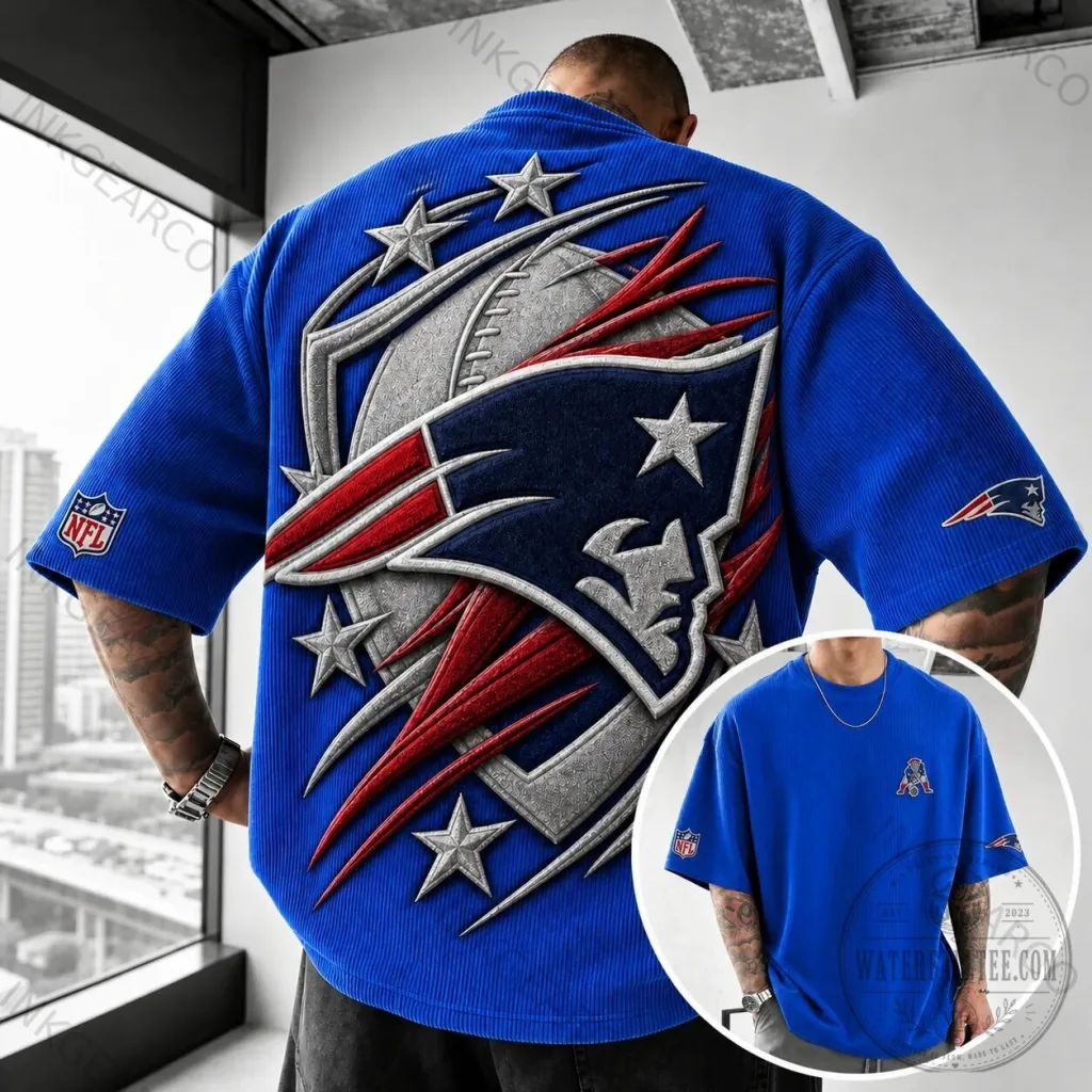 New England Patriots NFL Football Team Logo Blue Short Sleeve T-Shirt New England Patriots NFL Football Team Logo Blue Short Sleeve T-Shirt