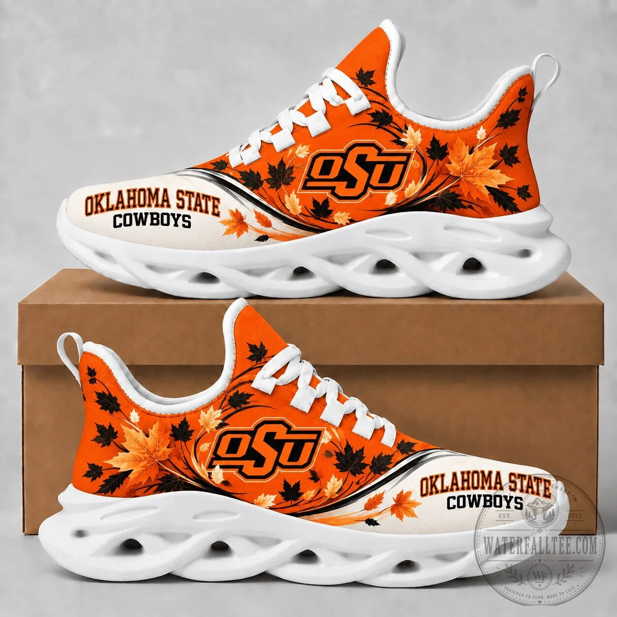 Oklahoma State Cowboys Fall Maple Leaves Chunky Sneakers 2 Oklahoma State Cowboys Fall Maple Leaves Chunky Sneakers